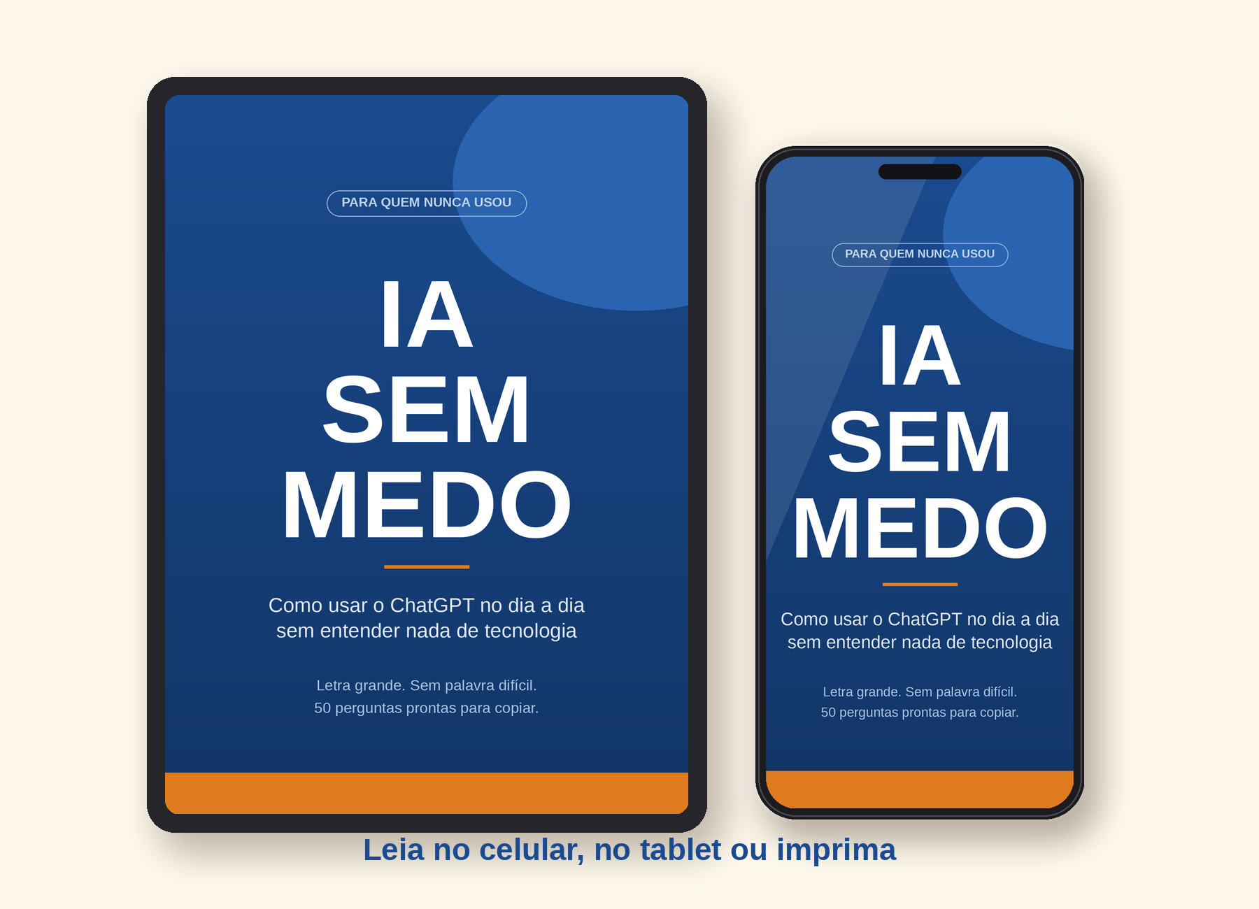 O livro IA Sem Medo aberto no celular e no tablet